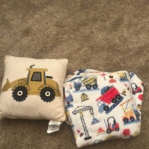 Construction Vehicle Pillow and Blanket Set
